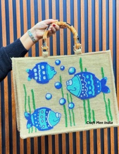 Tema de playa Arpillera Reutilizable Dama DE HONOR Venta al por mayor Embalaje Tote Yute Bag Beaded Work Tote bags Pure Natural Yute Bags - Product Image 3