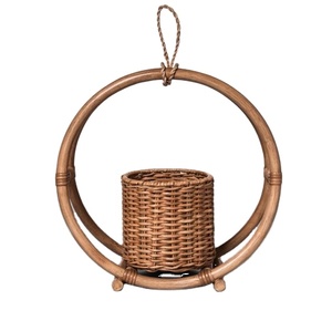 Jardinière suspendue en rotin, pot à fleurs rond tissé, panier écologique pour plantes, décoration pour la maison et le jardin - Product Image 1