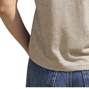 Camiseta de Mujer con Cuello en V, Bordada, 100% Algodón Jersey, Manga Corta, Color Sólido, Bordado de Lazo, Informal, Top de Verano - Product Image 6