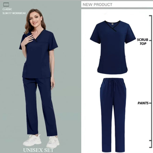 Exfoliantes de enfermería Elasticidad Clínica de mascotas Enfermera Color sólido Exfoliantes médicos Ropa DE TRABAJO Ropa delgada de médico de LICRA alta-Tallas XL 3XL - Product Image 1