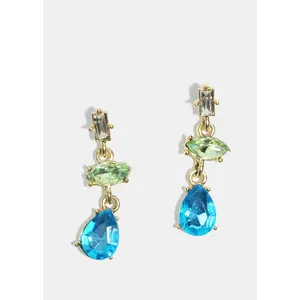 ต่างหูห้อยประดับพลอยหลากสีพร้อมจี้มุก ดีไซน์ศาสนา ลายดอกไม้ ทันสมัย ทำจากทองแดงและทองเหลือง สไตล์คลาสสิกวินเทจ - Product Image 2