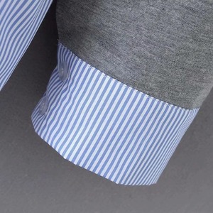 เสื้อสเวตเตอร์ลำลองไซส์ใหญ่สำหรับผู้หญิงเสื้อมีฮู้ดลายทางทรงหลวมผ้าเจอร์ซีย์ระบายอากาศได้สองชิ้นสำหรับฤดูใบไม้ผลิ - Product Image 4