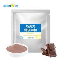 Préparation en poudre pour glace molle SIGNWIN avec additifs sucrés, conditionnée en sachet, saveur chocolat
