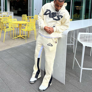 Venta al por mayor de ropa deportiva de otoño para hombres Streetwear 2-Piece Set Stacked Flare Sweatpants Jogger con estampado Sporty Hoodie Shirt Design - Product Image 6
