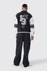 New Arrival Men's College Baseball Varsity Jacket - High <b>Wool</b> <b>Fabric</b>, Leather Sleeves, Custom Logo & Embroidery - Product Image 2