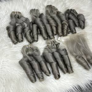 Extensiones de cabello rizado de Primavera de color gris personalizado: más de 44 colores y estilos, gran stock de 100% cabello crudo, virgen vietnamita - Product Image 3