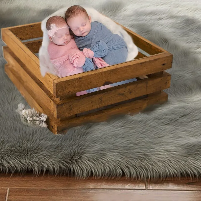 Caja de madera personalizada para accesorios de fotografía para bebés recién nacidos, cajas contenedor, cajón, accesorios de madera primitivos para recién nacidos