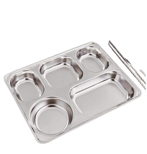 ถาดสเตนเลสสตีลอเนกประสงค์สไตล์โมเดิร์นใช้ซ้ำได้ถาดอาหารอินเดีย - Product Image 6