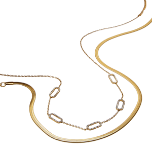 Collar Clásico J&D para Mujer, Chapado en Oro de 18K, con Circonita Blanca Redonda, Cadena Ajustable, Material de Aleación de Zinc Geométrico - Product Image 4