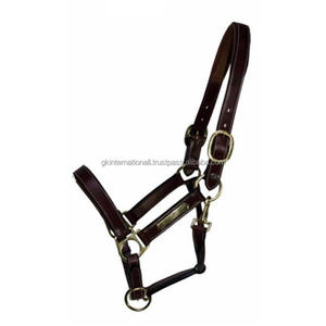 Licou de cheval rembourré en cuir noir ou marron entièrement réglable, licou durable à double couture avec plaque de gravure logo - Product Image 3