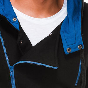 Sweat-shirt à capuche asymétrique de couleur unie, de grande taille, de haute qualité, Design totalement personnalisé pour hommes - Product Image 2