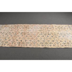 Alfombra Turca, Alfombra Vintage de 3.1x9.1 pies, Alfombra Ikat Azul y Blanca - Product Image 2