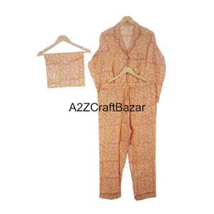 Conjunto de Pijama de Algodón 100% Puro de Alta Calidad con Estampado Floral para Mujer, Ropa de Dormir de Manga Larga para Verano - Product Image 5