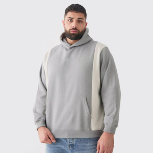 Sweat à capuche oversize pour homme, blocs de couleur, poche avant, matière épaisse, streetwear décontracté, sweat à capuche personnalisé, respirant, écologique - Product Image 1