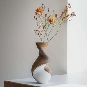 Vase de table en bois dur naturel fait main au design moderne et minimaliste pour la décoration de salon, chambre, bureau et maison - Product Image 5