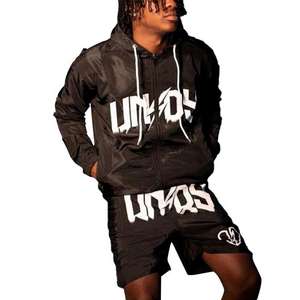 Conjunto Deportivo de Dos Piezas para Hombre, Talla Grande, Estilo Urbano, Chaqueta Cortavientos Térmica Informal de Otoño y Pantalones Cortos - Product Image 2