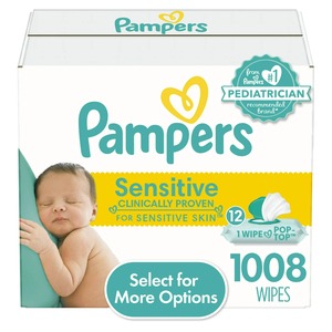 Pampers Sensitive Baby Wipes 12X Flip-Top Packs 1008 Wipes