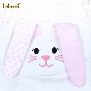 Luxury Peach Pink Girls Clothing Sets Animal Pattern Embroidered <b>Bunny</b> Applique 100% Cotton OEKO-TEX Certified Nontoxic Flame - Product Image 3