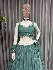 Georgette de diseñador indio readymade superventas con bordado Lehenga Choli con traje de boda para fiesta Dupatta Lehngha Choli - Product Image 3