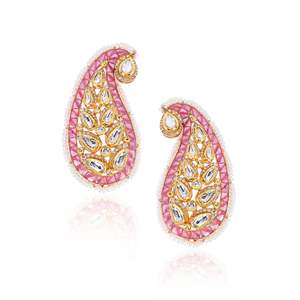Boucles d'oreilles vintage en or plaqué 18 carats avec perles et diamants - Product Image 1