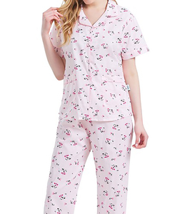 Ensemble de pyjama pour femmes en coton 100% de qualité supérieure, personnalisé, été, automne, hiver, imprimé floral uni, respirant, doux, ODM - Product Image 1