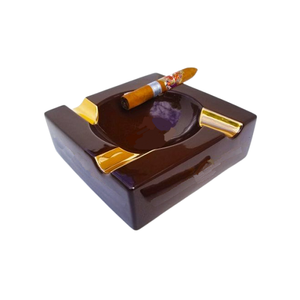 Cenicero de Madera y Latón de Primera Calidad con Forma Cuadrada para Cigarrillos y Cigarros - Product Image 2