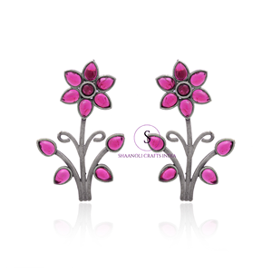 Pendientes de diseño de flores hechos a mano, pendientes de trabajo de cristales morados, joyería para mujer, chica Ang para ropa de fiesta de boda - Product Image 1