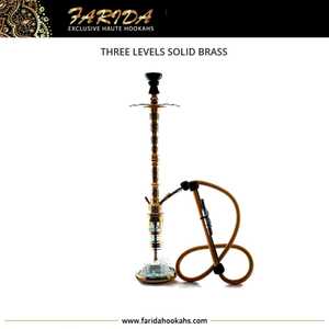 Cachimba Egipcia de Lujo de Alta Calidad, Tres Niveles, Latón Macizo, Acabado Espejo, Diseño Único Personalizado con Grabado Profundo a Mano - Product Image 5