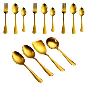 Modern Luxury Gold Plating Stainless Steel Cutlery Set Mirror Polishing <b>Flatware</b> Set Ready to Ship Low MOQ - Product Image 3