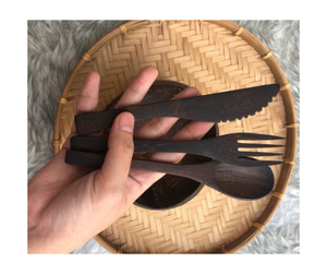 Ustensiles de cuisine en bois faits à la main, cuillère, spatule, louche, fourchette en bois naturel, ensemble d'outils de cuisine pour les acheteurs en gros - Product Image 3