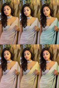 La blusa Sari de secuencia de diseñador tradicional exclusiva más vendida, Sari de seda elegante Banglori para mujer para fiesta, Exportación India - Product Image 6