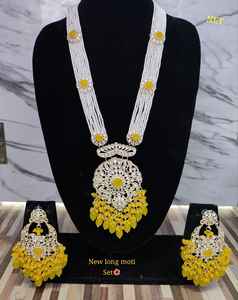 Colgante Motipearl indio elegante tradicional y de moda piedra chapado en oro elegante collar largo conjunto pendiente joyería conjunto mujeres - Product Image 4