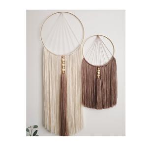 Hand knotted boho macrame <b>wall</b> <b>art</b> in symmetrical design suited for relaxed laid back homes that value slow artisanal decor - Product Image 2