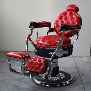 Chaise de salon de coiffure de luxe en acier inoxydable, réglable en hauteur par vérin hydraulique, rotation à 360°, robuste, pour coiffeur et barbier - Product Image 2