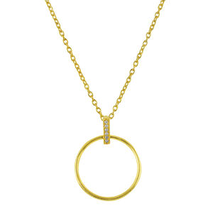 Collar con colgante circular de Plata de Ley 925 chapado en oro clásico para mujer, joyería fina a granel de circón amarillo para regalos - Product Image 5