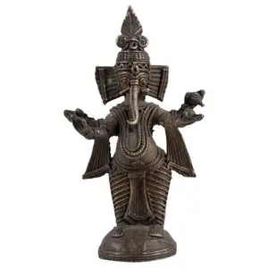 Ручной работы традиционная индийская античная бронза латунь Племенной Бог Ганеша Idol в положении стоя 6,40 дюйма SND-04