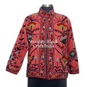 Handmade <b>Velvet</b> Vintage Suzani Winter Short <b>Jacket</b> Floral Embroidered Boho Bomber Coat Windproof Winter Warmed Outerwear - Product Image 2
