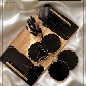 BANDEJA CUADRADA DE RESINA EPOXI DE MADERA Diseño decorativo fabuloso para servir comida en restaurantes de cocina Uso doméstico - Product Image 2