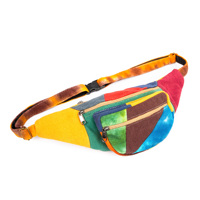 Sac banane en coton chanvre arc-en-ciel néon - Sac antivol tendance en forme de baril avec fermeture éclair, personnalisable, unisexe, cadeau pour adultes et enfants