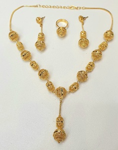Ensemble de bijoux fantaisie SARA pour femme, plaqué or 24 carats, collier, boucles d'oreilles et bague, modèle 7213, motif filigrane, idéal pour les fêtes - Product Image 5