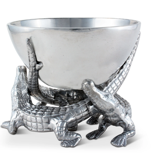 Bol rond à base de crocodiles en métal attrayant en laiton AK avec bol Standard fini argent pour décor de cuisine/vaisselle - Product Image 1