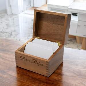 Boîte à recettes en bois personnalisée |   Gravure de logo disponible |   Prix direct d'usine - Product Image 1