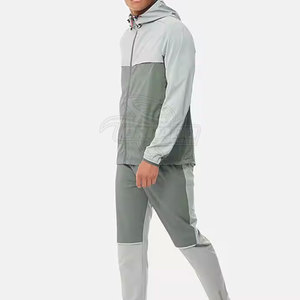 Survêtement coupe-vent léger et décontracté pour homme grande taille, personnalisé, à capuche, uni, 100 % coton - Product Image 3