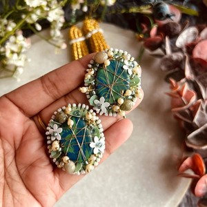 Pendientes de Cuentas con Forma de Corazón en Rojo Oscuro, Azul y Dorado, Pendientes Personalizados con Múltiples Cuentas para Mujer, Joyería Festiva para Fiestas al Mejor Precio - Product Image 4