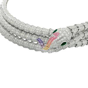 Collar de cadena de eslabones cubanos infinito de oro personalizado para mujer 2024 hecho a mano obra maestra Marquesa corte Moissanite serpiente encanto - Product Image 5