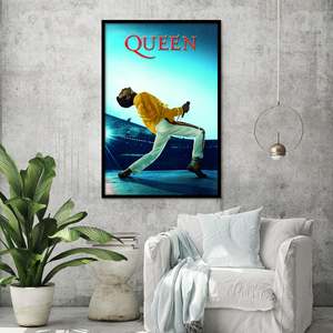 Modern Queen Live at Wembley <b>Poster</b> Black <b>Frame</b> Paper Material for Wall Decor - Product Image 1