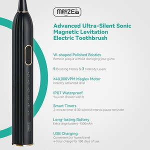 Spazzolino elettrico ricaricabile intelligente per adulti 6 testine 5 modalità e 3 livelli di intensità setole morbide per i viaggi - Product Image 6