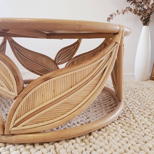 โต๊ะหวายลายใบไม้แบบใหม่ โต๊ะกาแฟ และโต๊ะข้างเตียง เฟอร์นิเจอร์งานฝีมือจากเวียดนาม - Product Image 2