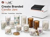 Impresora UV cilíndrica rotativa de sobremesa artisJet Young tamaño A4 para impresión de logotipos en tarros de vidrio para velas y copas de vela
