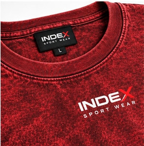 INDEX Men's <b>Red</b> Patterned Cotton T-<b>Shirt</b> O-Neck Short Sleeve Casual Regular Fit Front Logo Printed Jersey Sport Wear - Product Image 6
